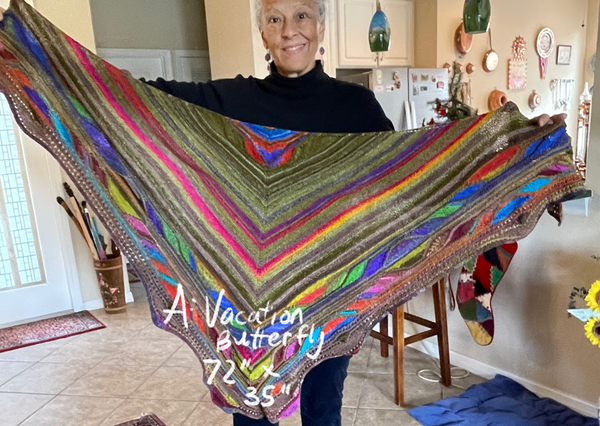 Handmade "Vacation Butterfly" Shawl in Urth Uneek