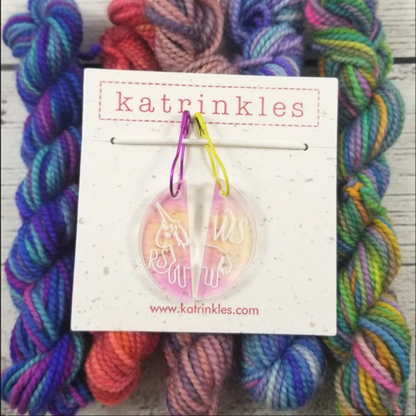 Katrinkles Unicorn - RS / WS Stitch Markers on Removable Pins